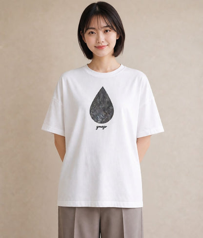 プリントTシャツ レディース 手鏡 アンティーク レトロ ナチュラル イラスト ママ カフェ服 白T YMAZO