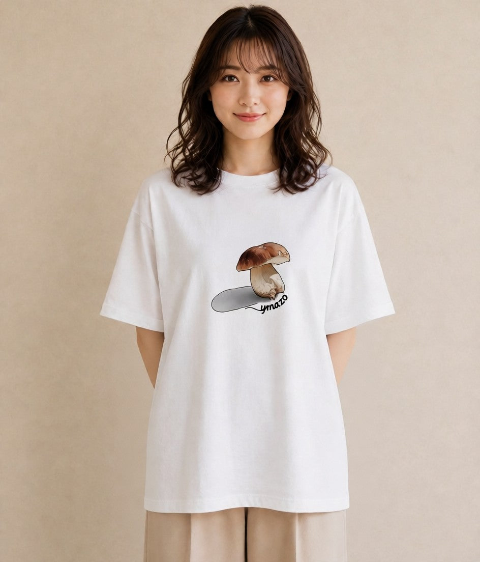 Tシャツ レディース きのこ 植物 ボタニカル イラスト 抜け感 ギフト 母の日 白T YMAZO