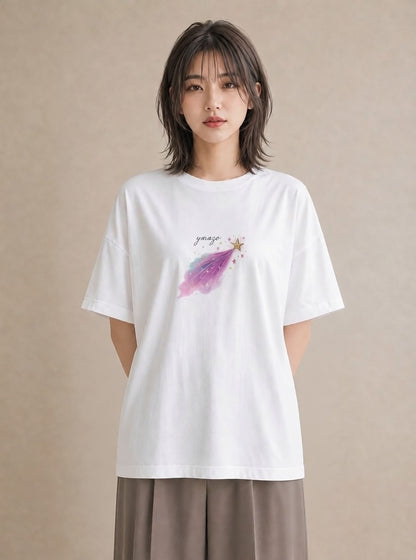 グラフィックTシャツ レディース 星空 宇宙 イラスト お洒落 ルームウェア ギフト 白T YMAZO