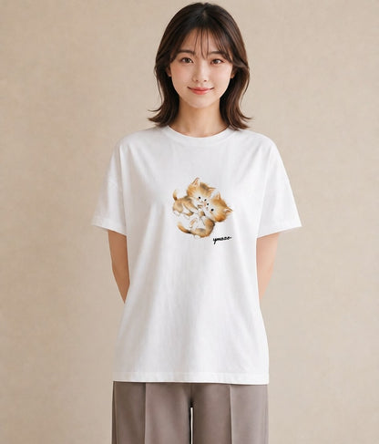 デザインTシャツ レディース 肉球 猫 ねこ イラスト きれいめカジュアル ビーチ デイリーウェア 白T YMAZO