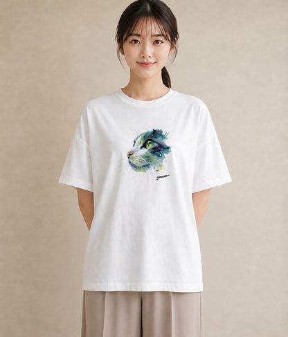 グラフィックTシャツ レディース ラグドール 猫 ねこ イラスト 線画 姉妹 送別ギフト 白T YMAZO