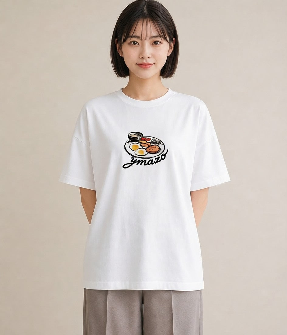 グラフィックTシャツ レディース どら焼き 食べ物 フード イラスト シック 女性向けギフト 散歩 白T YMAZO