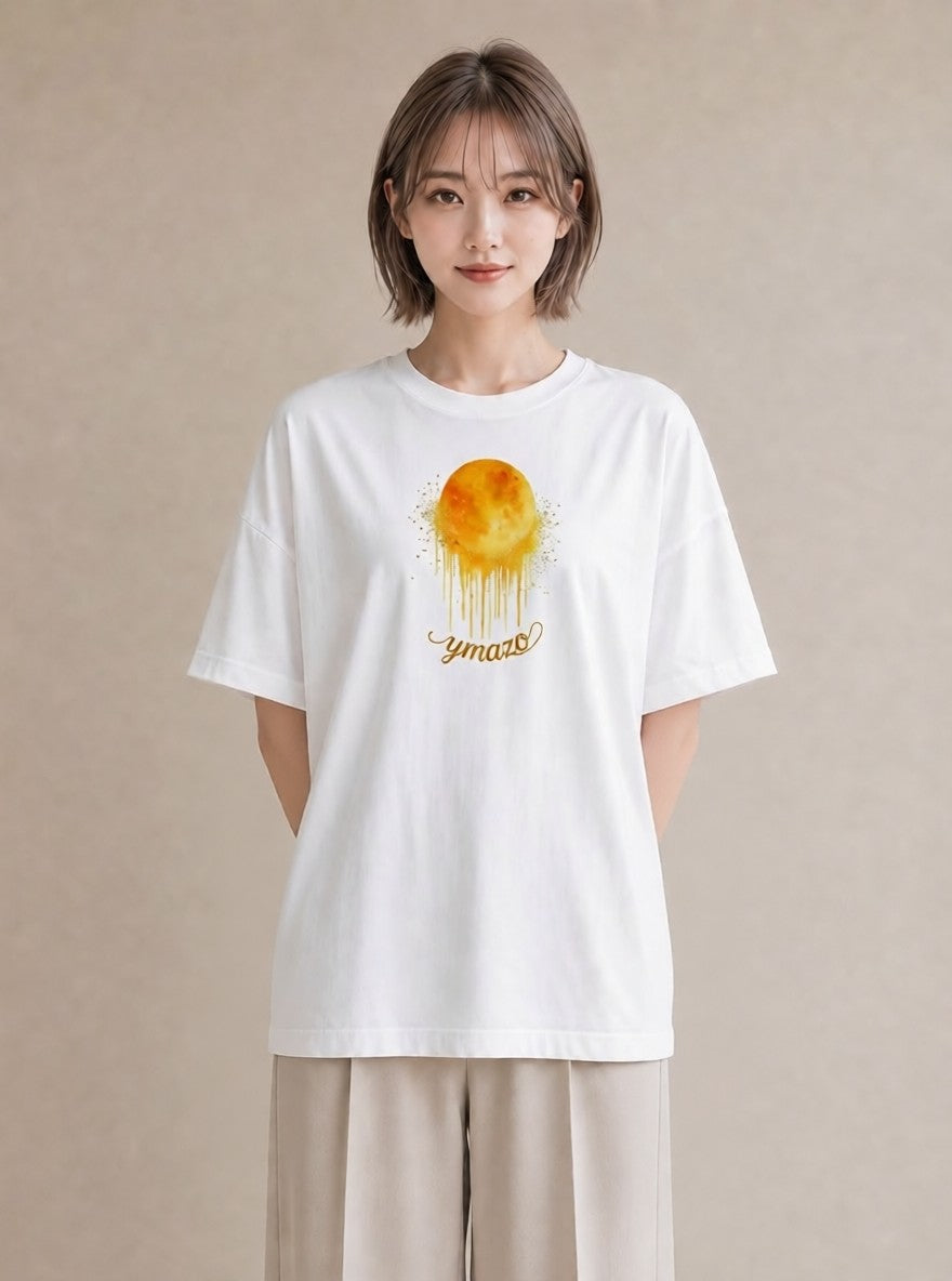 半袖Tシャツ レディース 満月 星空 宇宙 イラスト 水彩風 母の日 ビーチ 白T YMAZO
