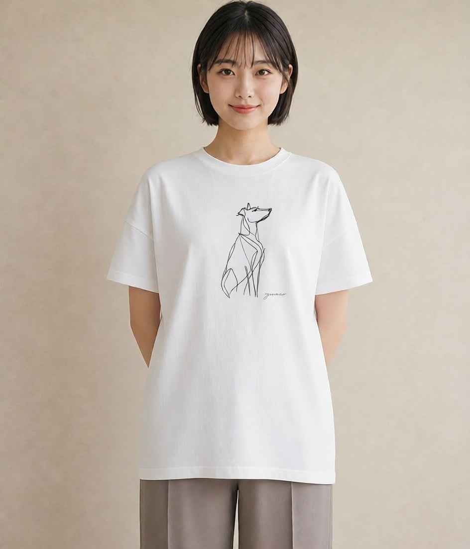 Tシャツ レディース 犬 いぬ わんこ イラスト ポップ 敬老の日 ホワイトデー 白T YMAZO