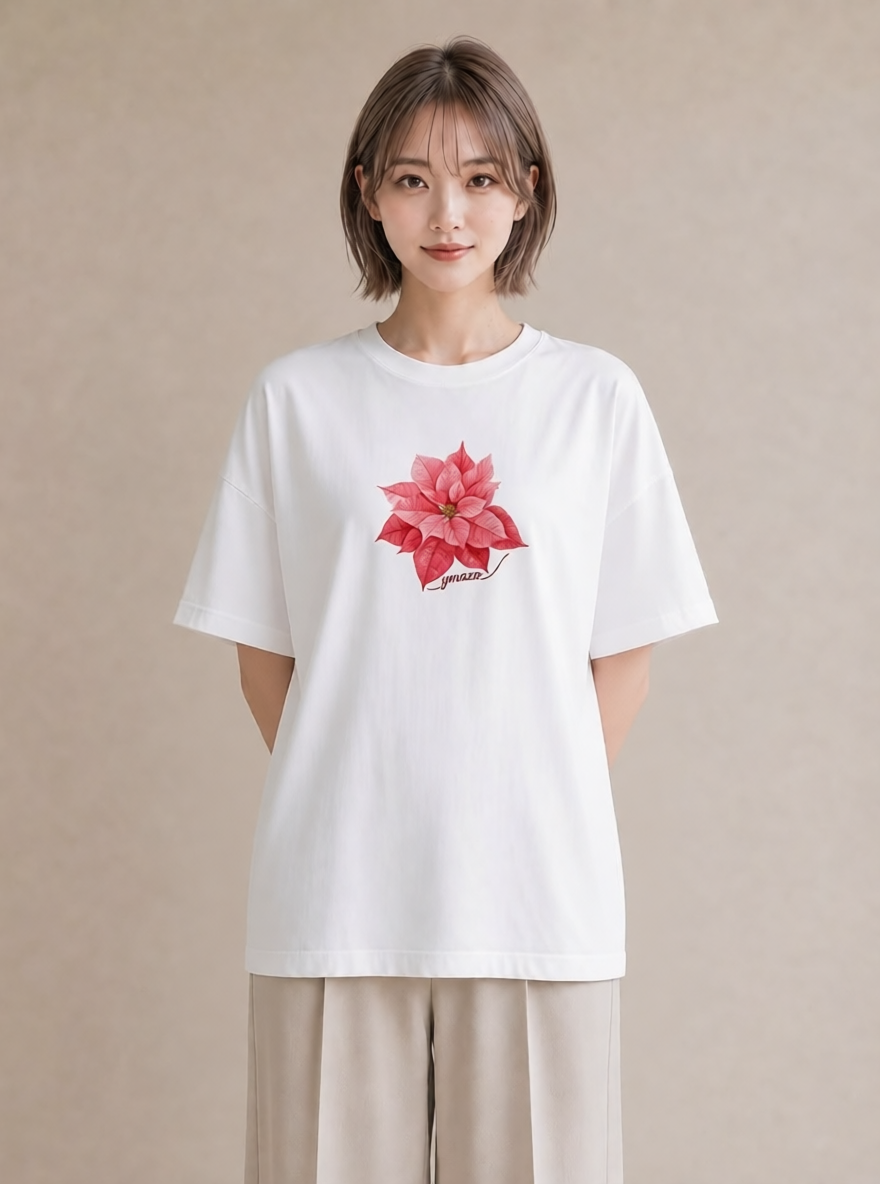 半袖Tシャツ レディース 彼岸花 花 花柄 イラスト ラフ 夏コーデ 通学 白T
