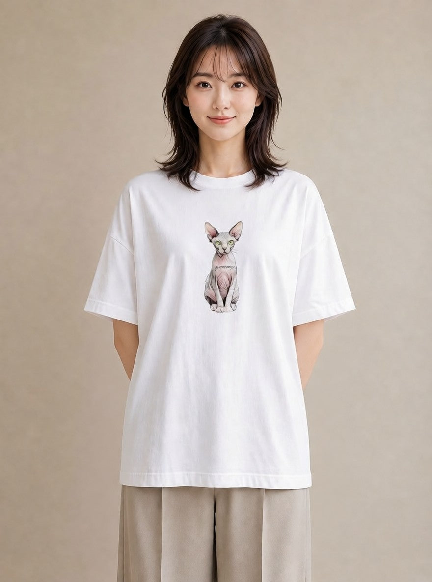 半袖Tシャツ レディース ロシアンブルー 猫 ねこ イラスト シンプル 母娘コーデ 自分用 白T YMAZO