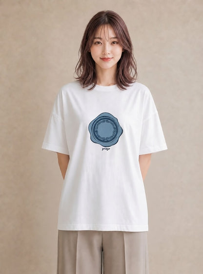 グラフィックTシャツ レディース 封蝋 手紙 アンティーク ナチュラル イラスト 淡色 ホワイトデー 春服 白T YMAZO