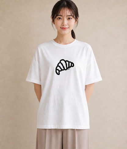Tシャツ レディース パン ベーカリー レトロ イラスト ラフ 社会人 女性 白T YMAZO