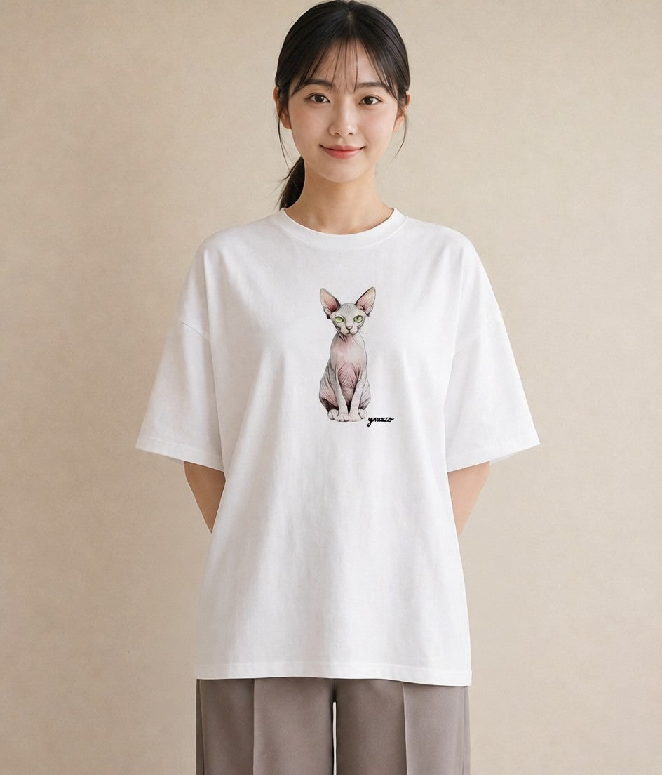 プリントTシャツ レディース シャム柄 猫 ねこ イラスト ポップ クリスマス 旅行 白T YMAZO