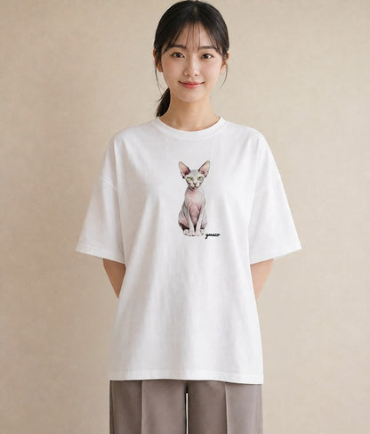 プリントTシャツ レディース シャム柄 猫 ねこ イラスト ポップ クリスマス 旅行 白T YMAZO
