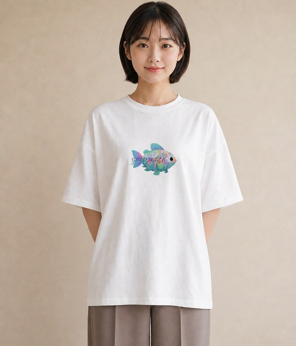 プリントTシャツ レディース 熱帯魚 海の生き物 海 イラスト ゆるかわ 夏コーデ 通学 白T YMAZO