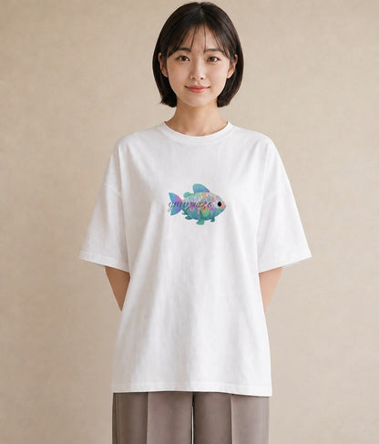 プリントTシャツ レディース 熱帯魚 海の生き物 海 イラスト ゆるかわ 夏コーデ 通学 白T YMAZO