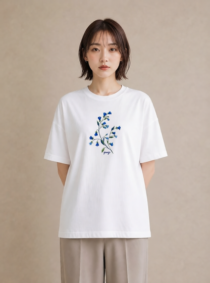 グラフィックTシャツ レディース あさがお 朝顔 花 花柄 イラスト お洒落 お出かけ 普段着 白T