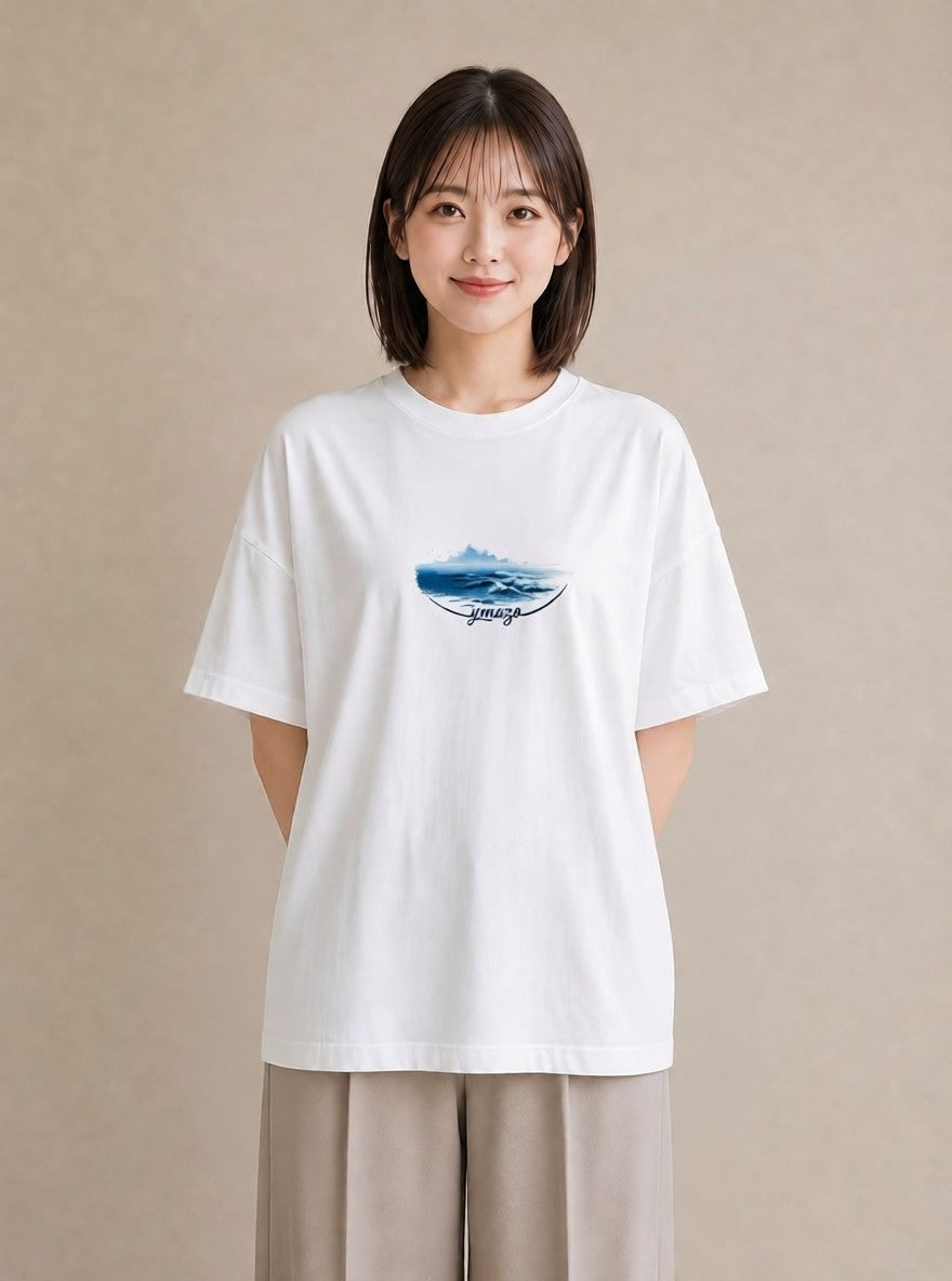 デザインTシャツ レディース 灯台 霧 海 ナチュラル アンティーク イラスト 個性的 姉妹 送別ギフト 白T YMAZO
