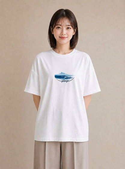 デザインTシャツ レディース 灯台 霧 海 ナチュラル アンティーク イラスト 個性的 姉妹 送別ギフト 白T YMAZO