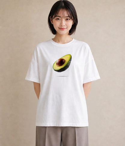 プリントTシャツ レディース アボカド 食べ物 フード イラスト シンプル 在宅 公園 白T YMAZO