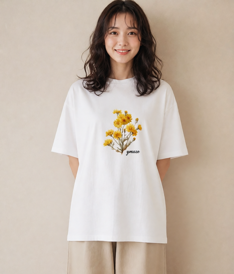 プリントTシャツ レディース たんぽぽ 花 花柄 イラスト 淡色 お出かけ 普段着 白T