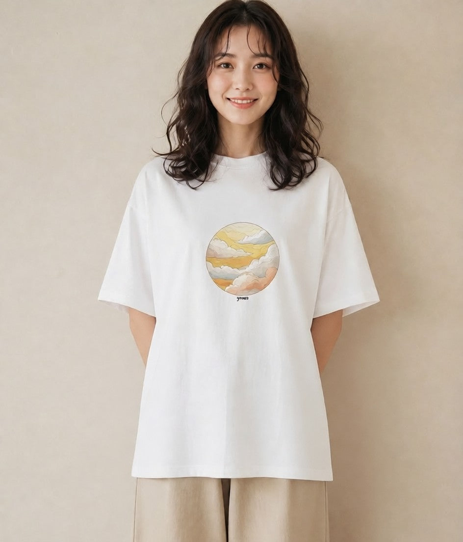 Tシャツ レディース プラネット 星空 宇宙 イラスト ラフ レイヤード 白T YMAZO