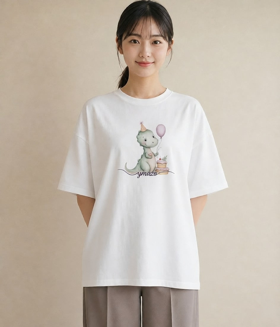 グラフィックTシャツ レディース カバ 動物 アニマル イラスト カフェコーデ 買い物 夏コーデ 白T YMAZO