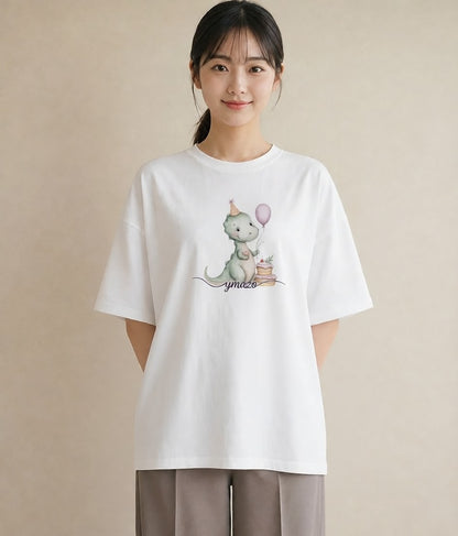 グラフィックTシャツ レディース カバ 動物 アニマル イラスト カフェコーデ 買い物 夏コーデ 白T YMAZO