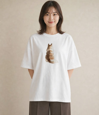半袖Tシャツ レディース 肉球 猫 ねこ イラスト レトロ 帰省 ラフ 白T YMAZO