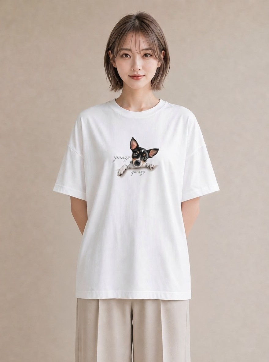 半袖Tシャツ レディース チワワ 犬 いぬ イラスト シック デイリーウェア 休日 白T YMAZO