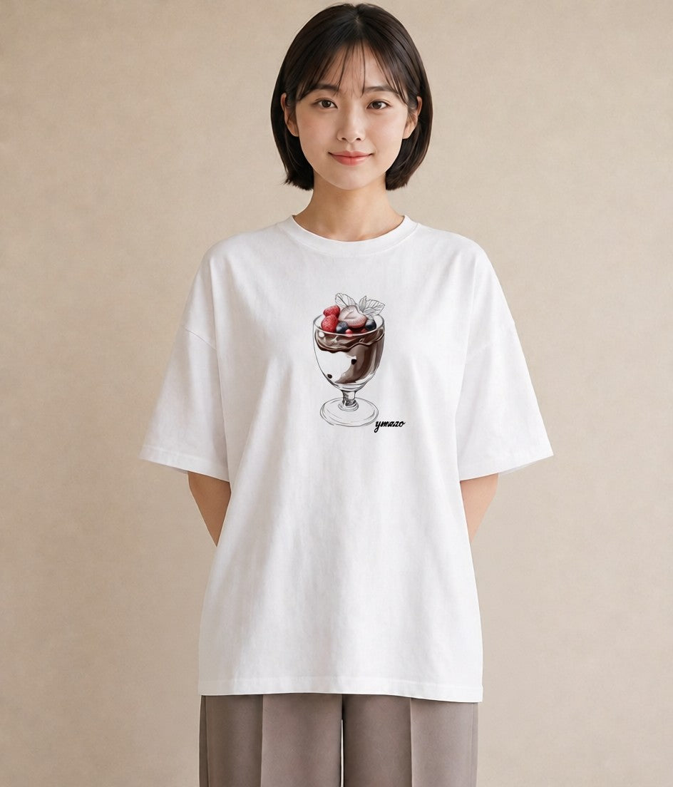 デザインTシャツ レディース あんみつ 食べ物 フード イラスト ニュアンス お出かけ 普段着 白T YMAZO