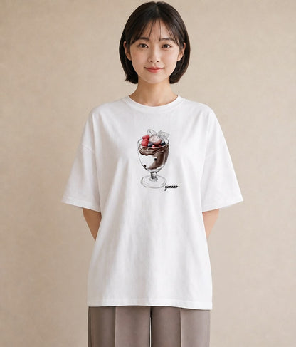 デザインTシャツ レディース あんみつ 食べ物 フード イラスト ニュアンス お出かけ 普段着 白T YMAZO