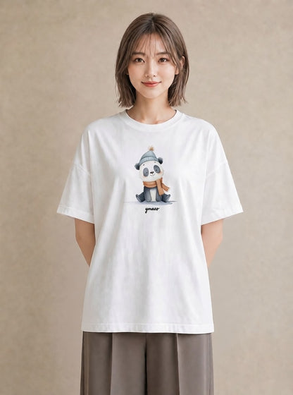 Tシャツ レディース レッサーパンダ 動物 アニマル イラスト きれいめカジュアル 夏コーデ 通学 白T YMAZO