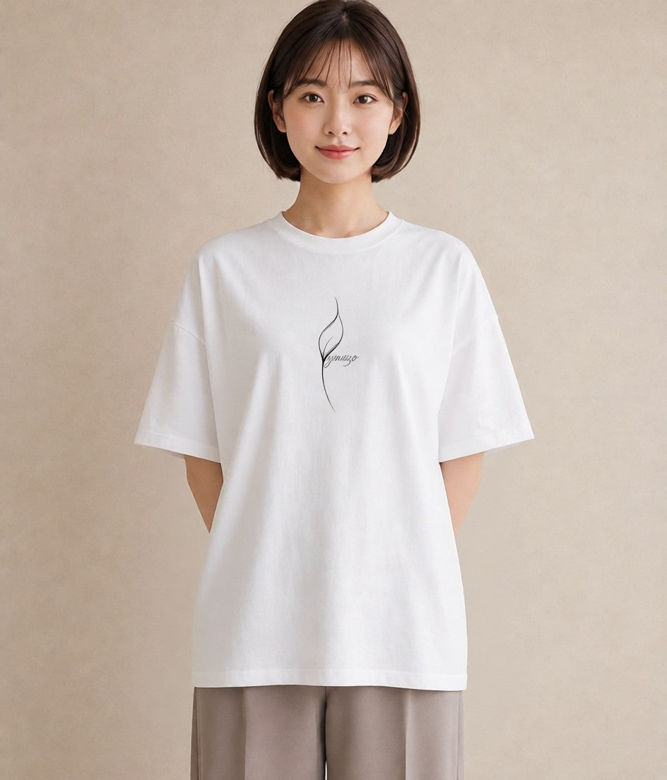 Tシャツ レディース 扇子 そよ風 ナチュラル アンティーク イラスト アート風 女性 旅行用 白T YMAZO