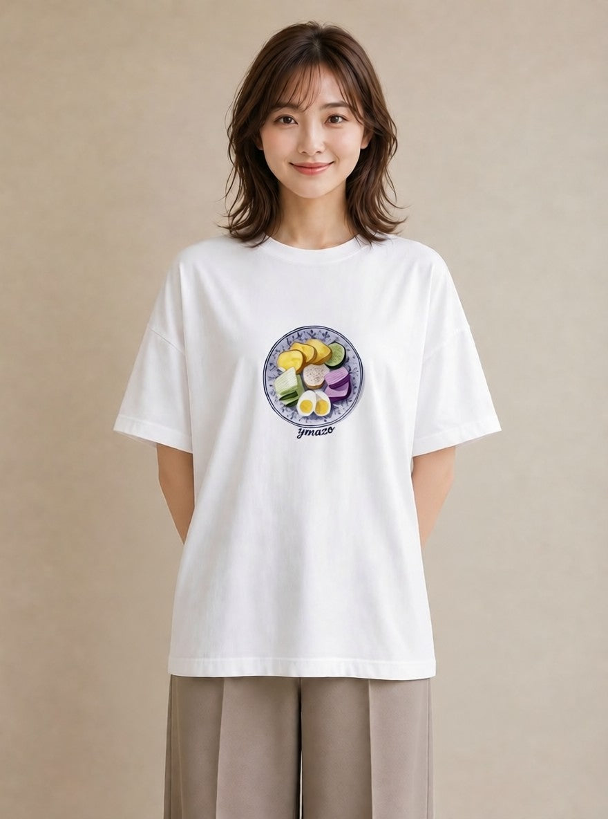 デザインTシャツ レディース だんご 食べ物 フード イラスト シンプル デイリーウェア 休日 白T YMAZO