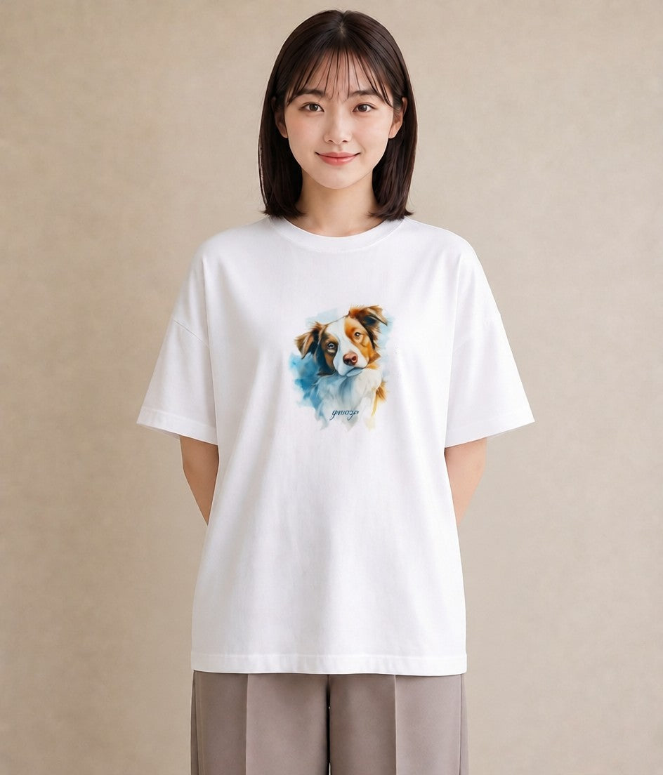 Tシャツ レディース ミックス犬 犬 いぬ イラスト 淡色 20代 カジュアルコーデ 白T YMAZO