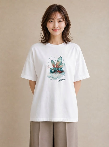 Tシャツ レディース とんぼ 昆虫 虫 イラスト カフェコーデ 旅行用 海 白T YMAZO