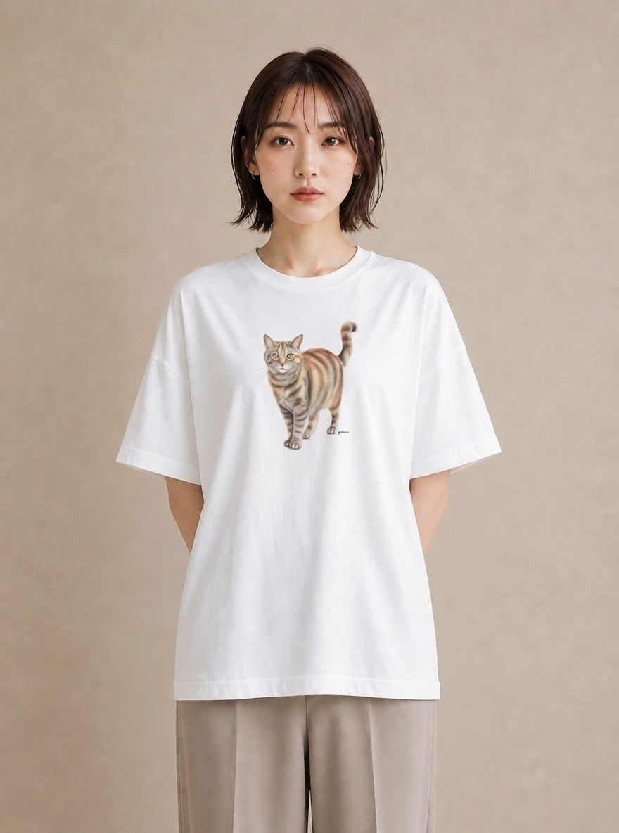 Tシャツ レディース 猫 ねこ イラスト ゆるかわ デート 帰省 白T YMAZO
