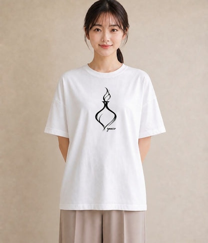 デザインTシャツ レディース 香水 香水瓶 パフューム イラスト カフェコーデ 海 カフェ巡り 白T YMAZO