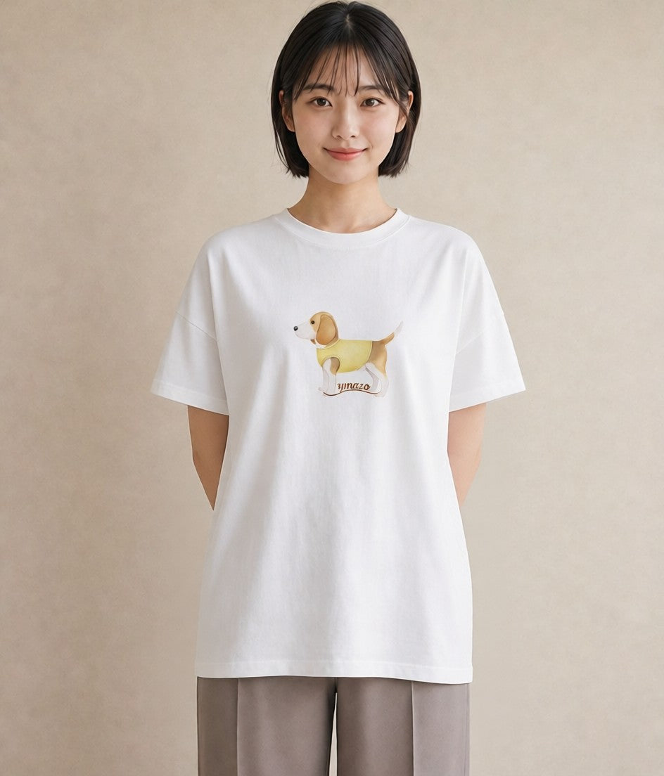 グラフィックTシャツ レディース 子犬 犬 いぬ イラスト モード お出かけ 普段着 白T YMAZO
