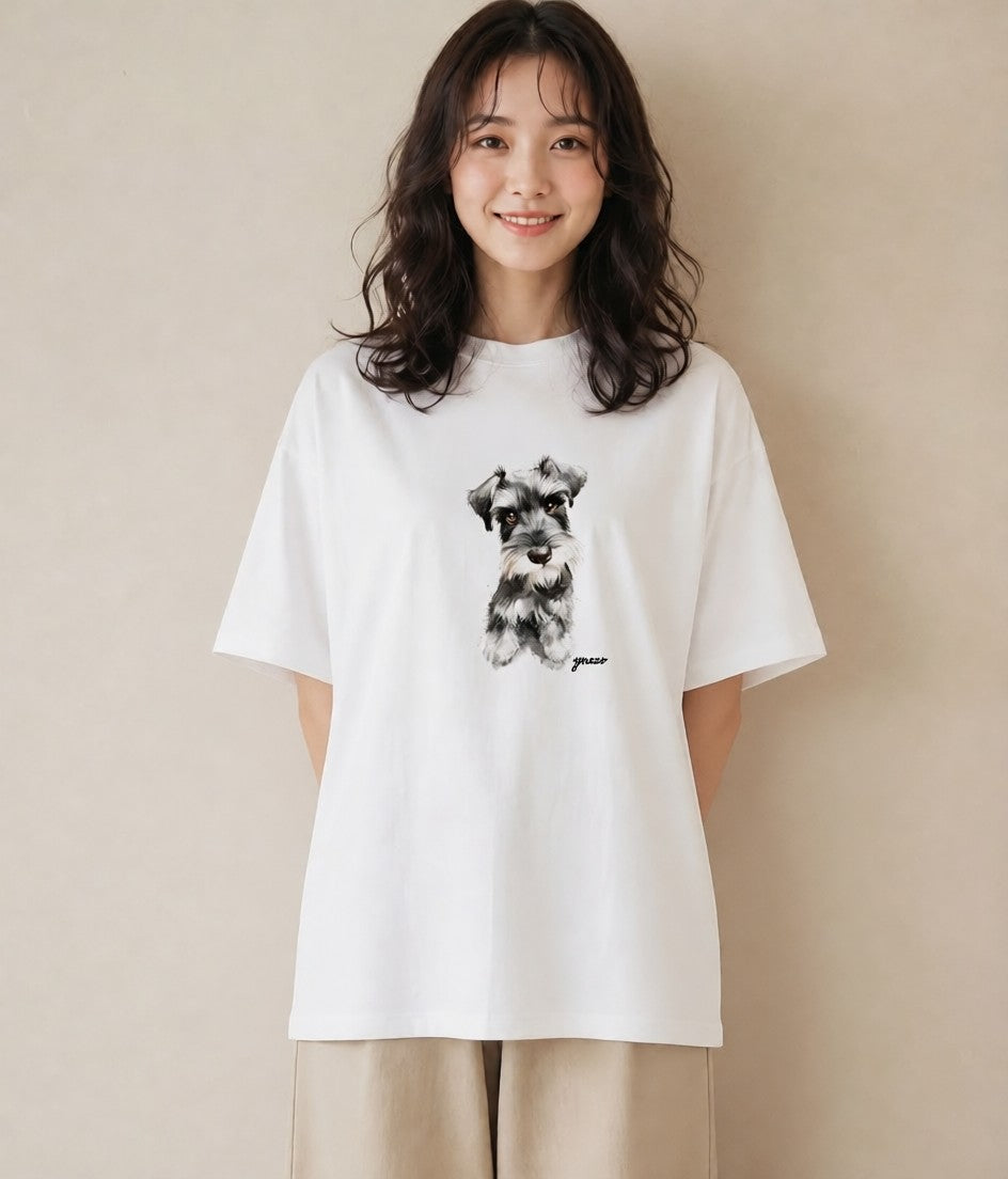 グラフィックTシャツ レディース ミックス犬 犬 いぬ イラスト こなれ感 普段着 週末コーデ 白T YMAZO