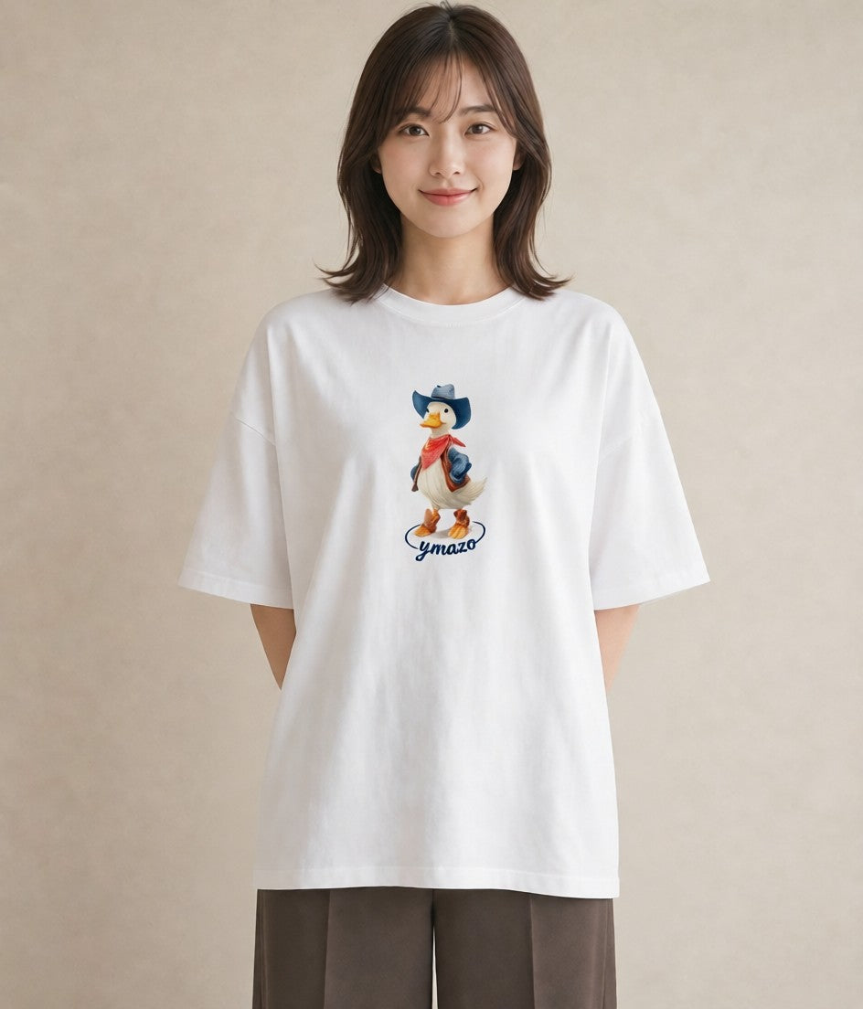 デザインTシャツ レディース アヒル 動物 アニマル イラスト 可愛い 旅行 母娘コーデ 白T YMAZO