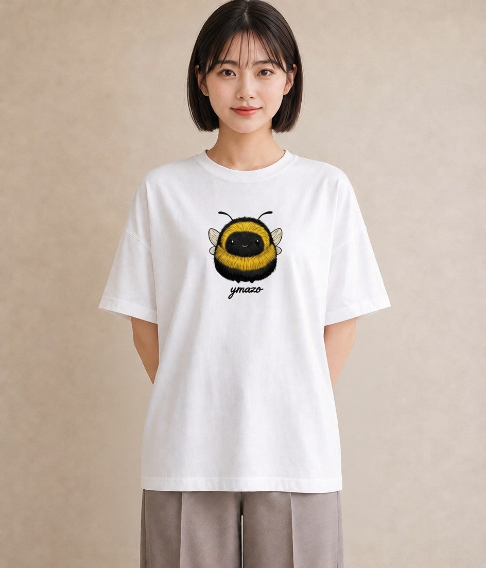プリントTシャツ レディース みつばち 昆虫 虫 イラスト 線画 社会人 女性 白T YMAZO