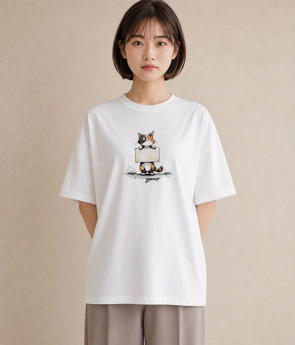 プリントTシャツ レディース 靴下猫 猫 ねこ イラスト きれいめ ホワイトデー 春服 白T YMAZO