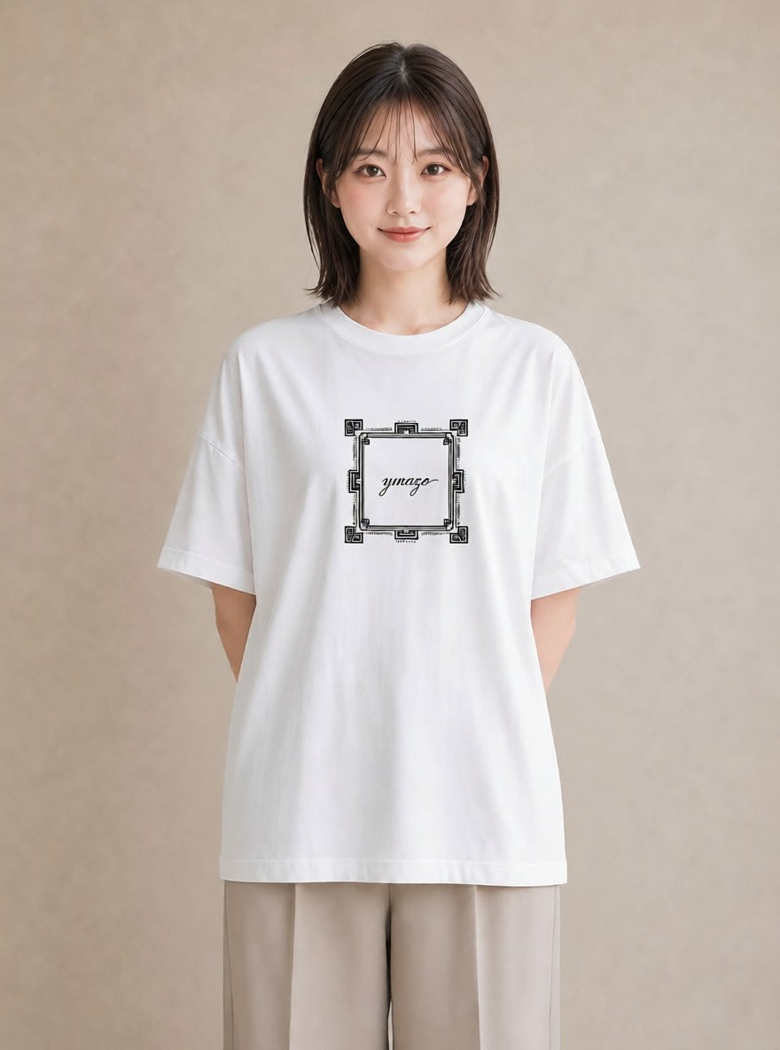デザインTシャツ レディース レースハンカチ レース ハンカチ ナチュラル アンティーク イラスト ラフカジュアル レイヤード 友達ギフト 白T YMAZO