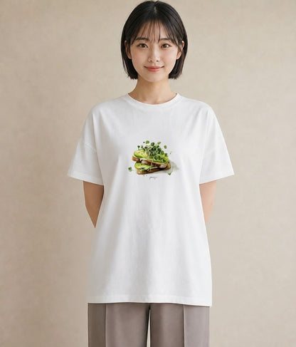 グラフィックTシャツ レディース アボカド 食べ物 フード イラスト 水彩風 秋コーデ おしゃれギフト 白T YMAZO