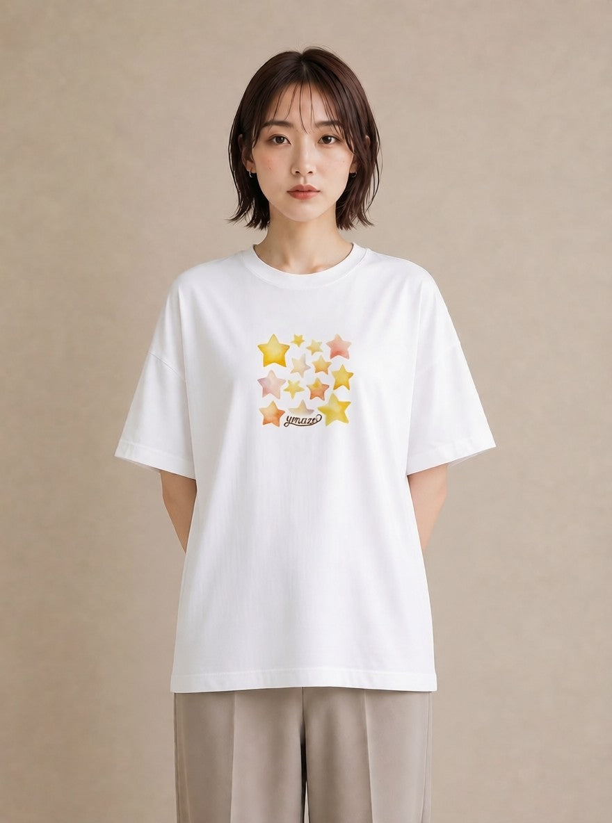 グラフィックTシャツ レディース 射手座 星空 宇宙 イラスト こなれ感 デイリーウェア 休日 白T YMAZO
