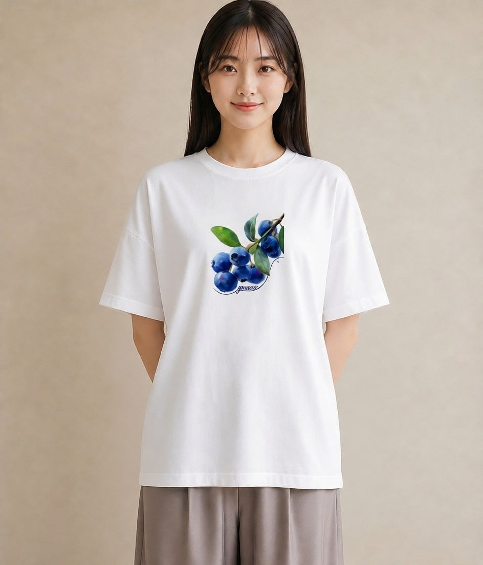 半袖Tシャツ レディース 木の実 植物 ボタニカル イラスト 手描き風 散歩 お出かけ 白T YMAZO
