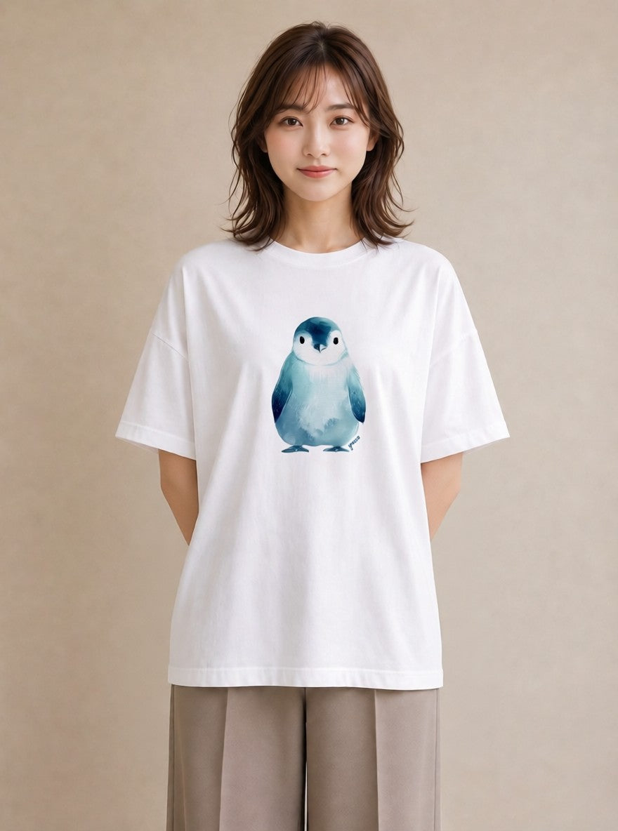 プリントTシャツ レディース シロフクロウ 動物 アニマル イラスト 手描き風 敬老の日 ホワイトデー 白T YMAZO