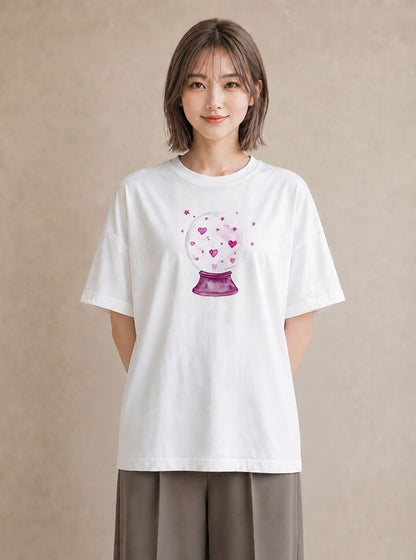 プリントTシャツ レディース 天秤座 星空 宇宙 イラスト 線画 夏コーデ 通学 白T YMAZO