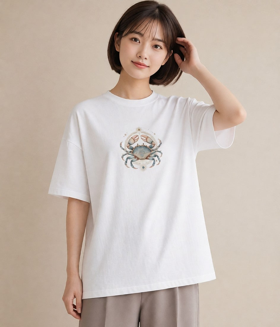 Tシャツ レディース 山羊座 星空 宇宙 イラスト こなれ感 20代 カジュアルコーデ 白T YMAZO