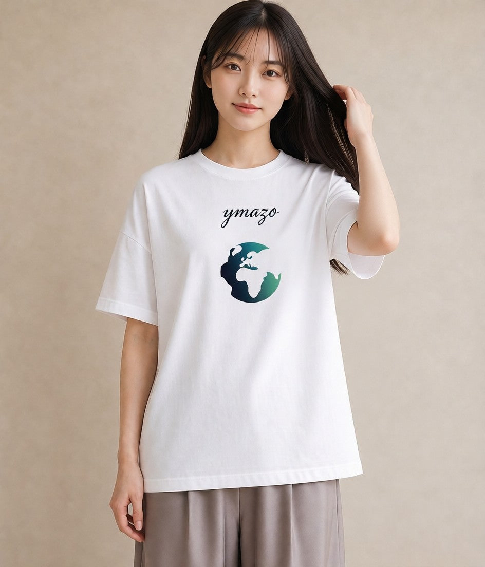 Tシャツ レディース 地球 星空 宇宙 イラスト 水彩風 秋コーデ おしゃれギフト 白T YMAZO