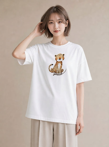 プリントTシャツ レディース ぶち猫 猫 ねこ イラスト 北欧風 通学 誕生日プレゼント 白T YMAZO