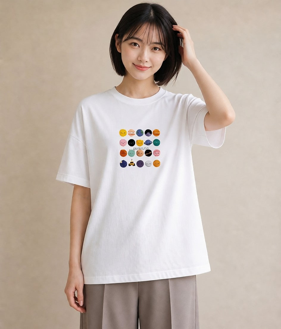 デザインTシャツ レディース 宇宙 星空 イラスト ゆるコーデ クリスマス 旅行 白T YMAZO